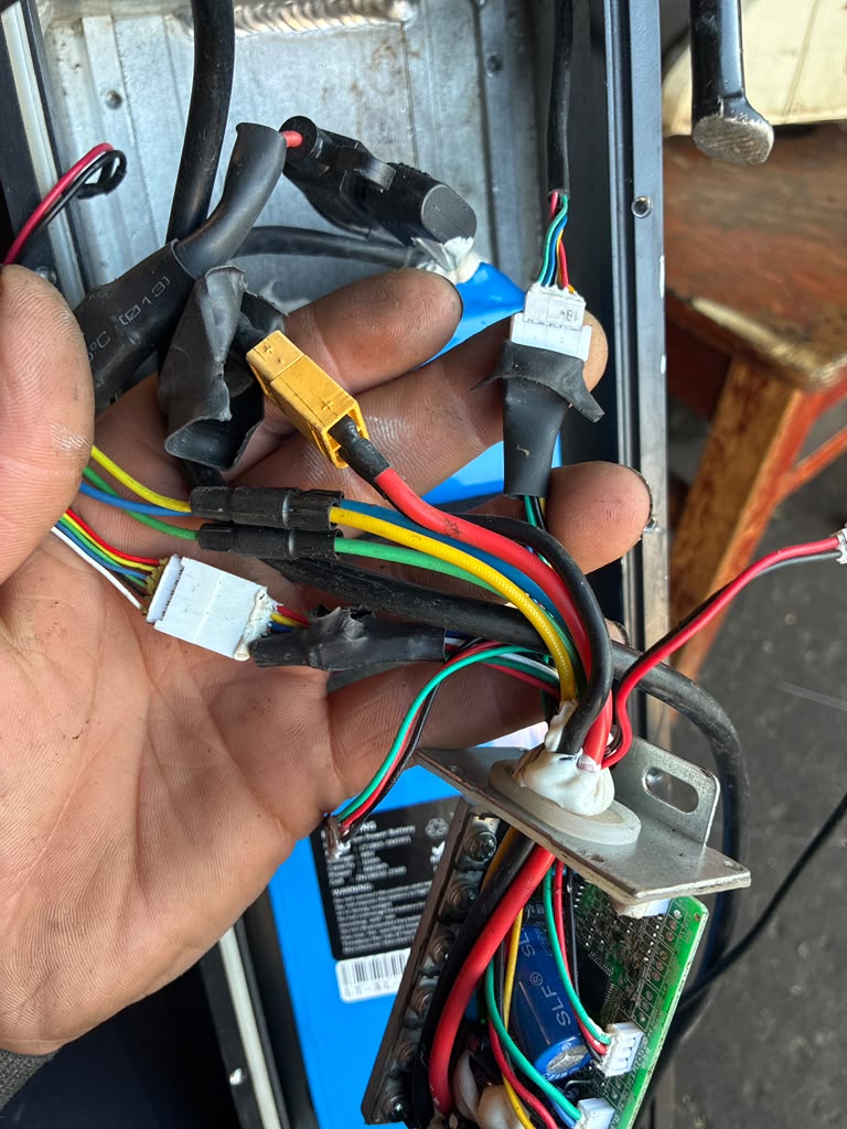 Electrical wiring and connector repair on garden machinery